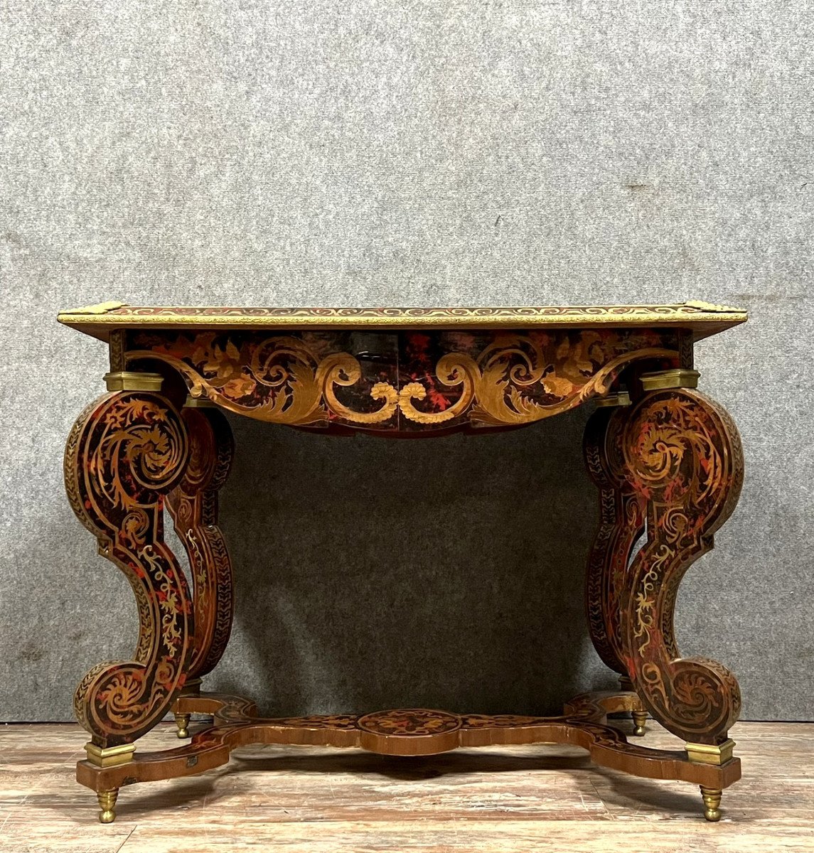 Boulle Style Mazarine Type Desk Table In Marquetry-photo-1