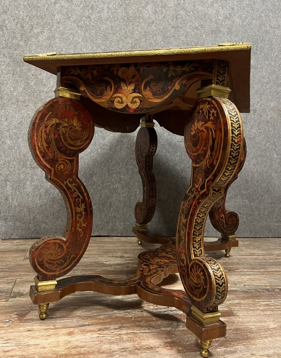 Boulle Style Mazarine Type Desk Table In Marquetry-photo-5