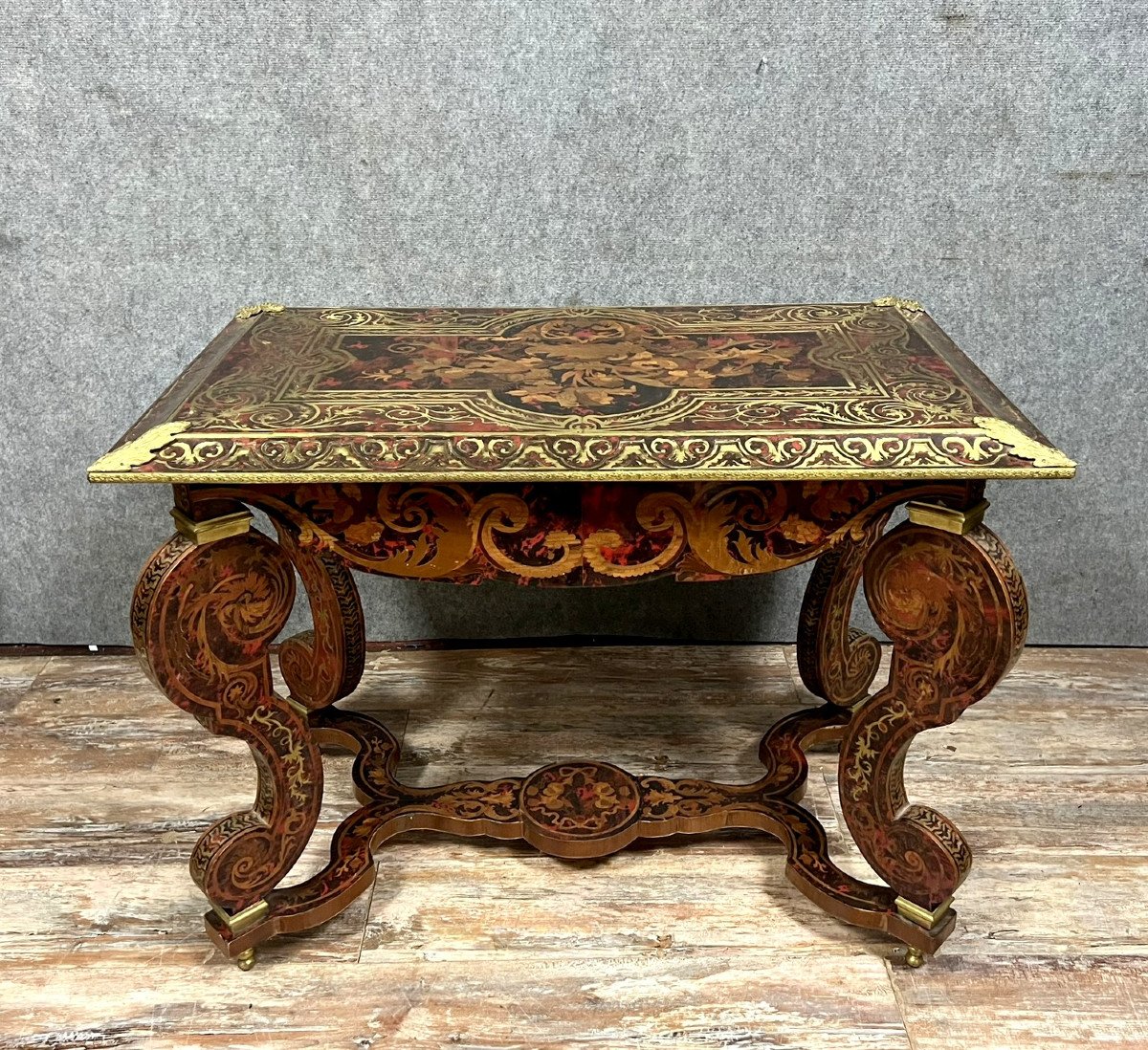 Boulle Style Mazarine Type Desk Table In Marquetry-photo-6