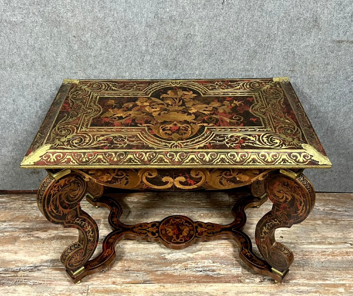 Boulle Style Mazarine Type Desk Table In Marquetry