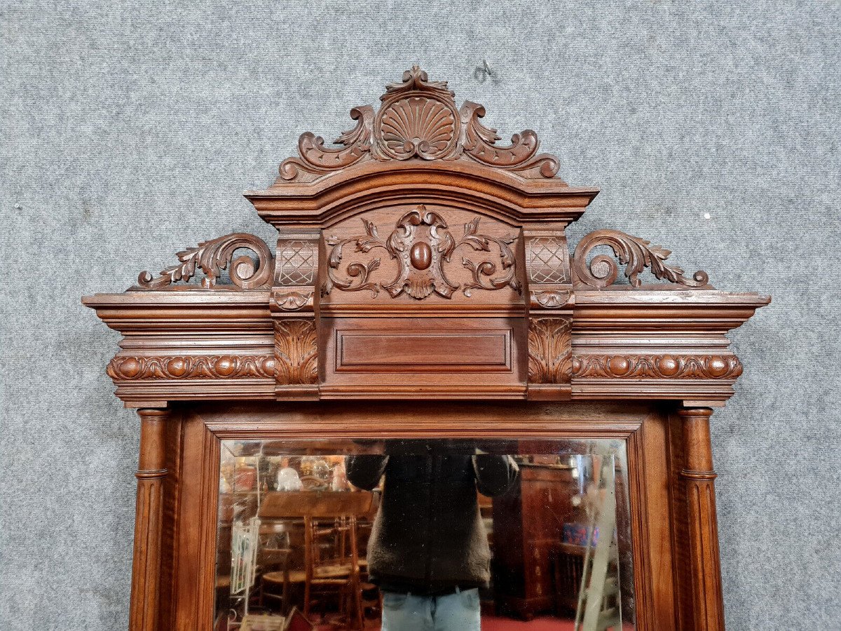 Monumental Miroir Renaissance En Noyer Massif / Haut 185cm-photo-1