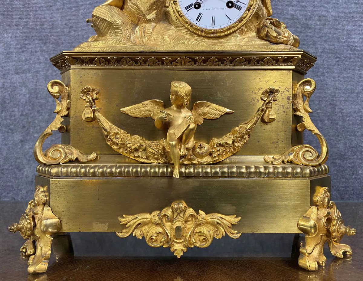 Important Gilt Bronze Clock Empire Period-photo-3