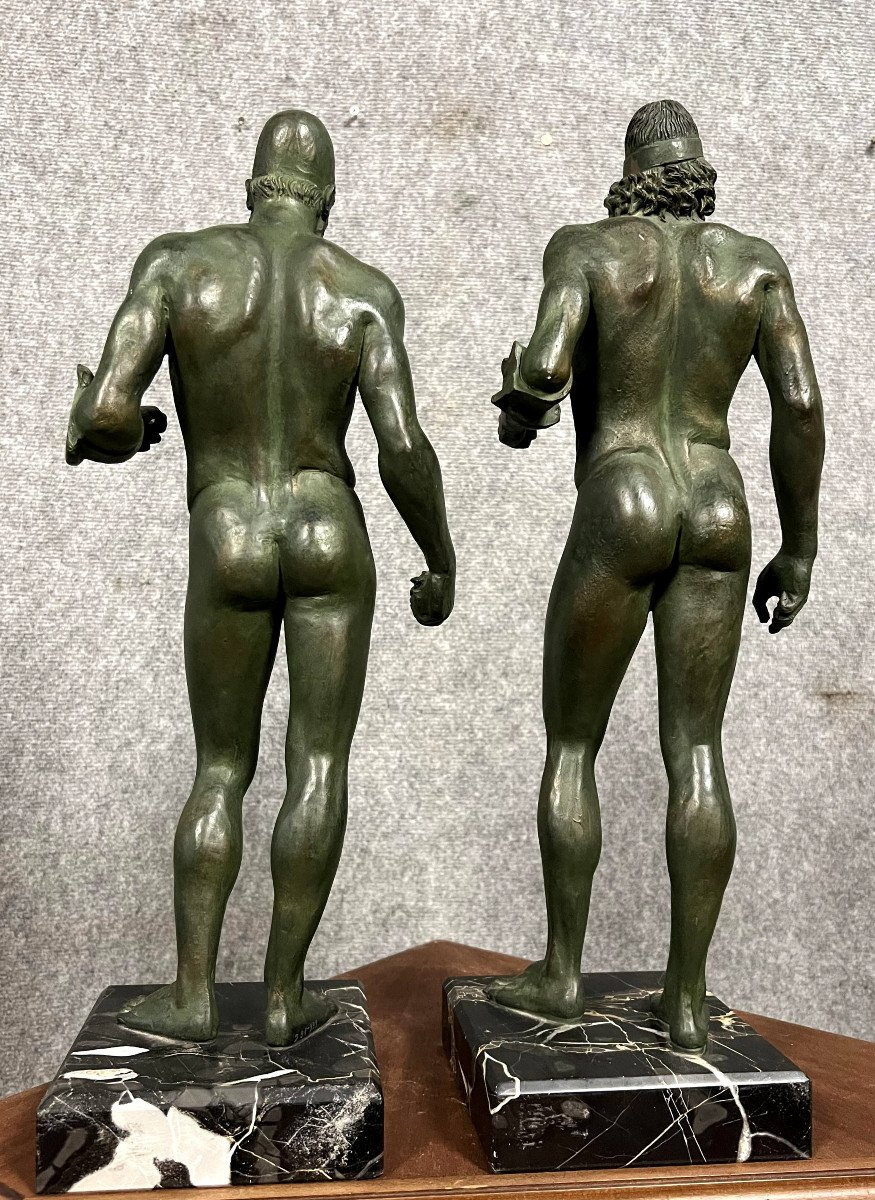  d'Après l'Antique : Les Guerriers De Riace, En Bronze époque XXeme Siècle  -photo-1