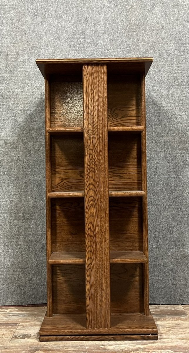 Vintage Five-tier Wooden Revolving Bookcase-photo-2