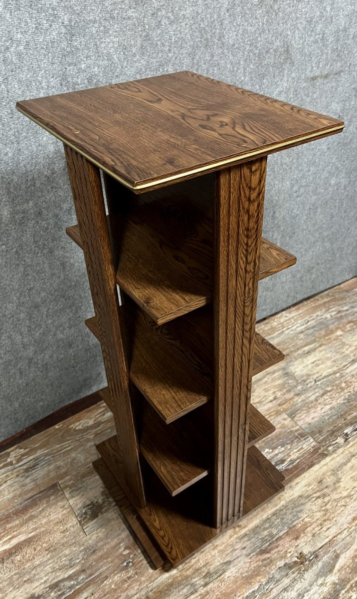 Vintage Five-tier Wooden Revolving Bookcase-photo-4