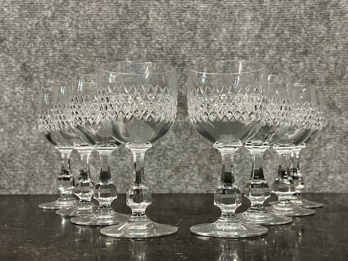 Baccarat: Series Of 8 Port Glasses In Crystal Lucullus Service Circa 1970 (b)  -photo-2