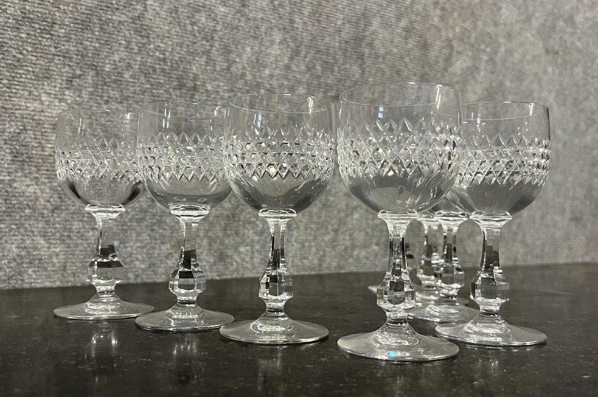Baccarat: Series Of 8 Port Glasses In Crystal Lucullus Service Circa 1970 (b)  -photo-3
