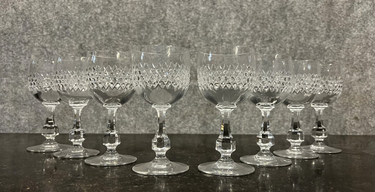 Baccarat: Series Of 8 Port Glasses In Crystal Lucullus Service Circa 1970 (b)  
