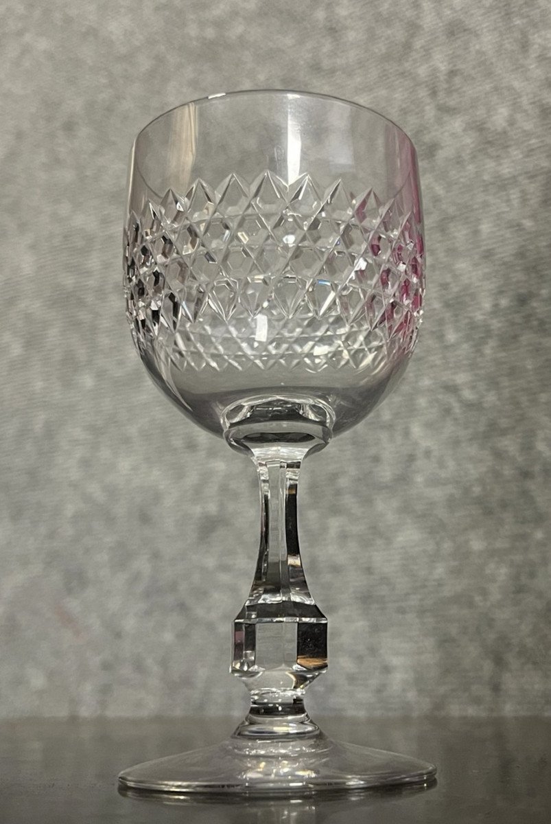 Baccarat: Series Of 6 Crystal Wine Glasses Lucullus Service Circa 1970  -photo-2
