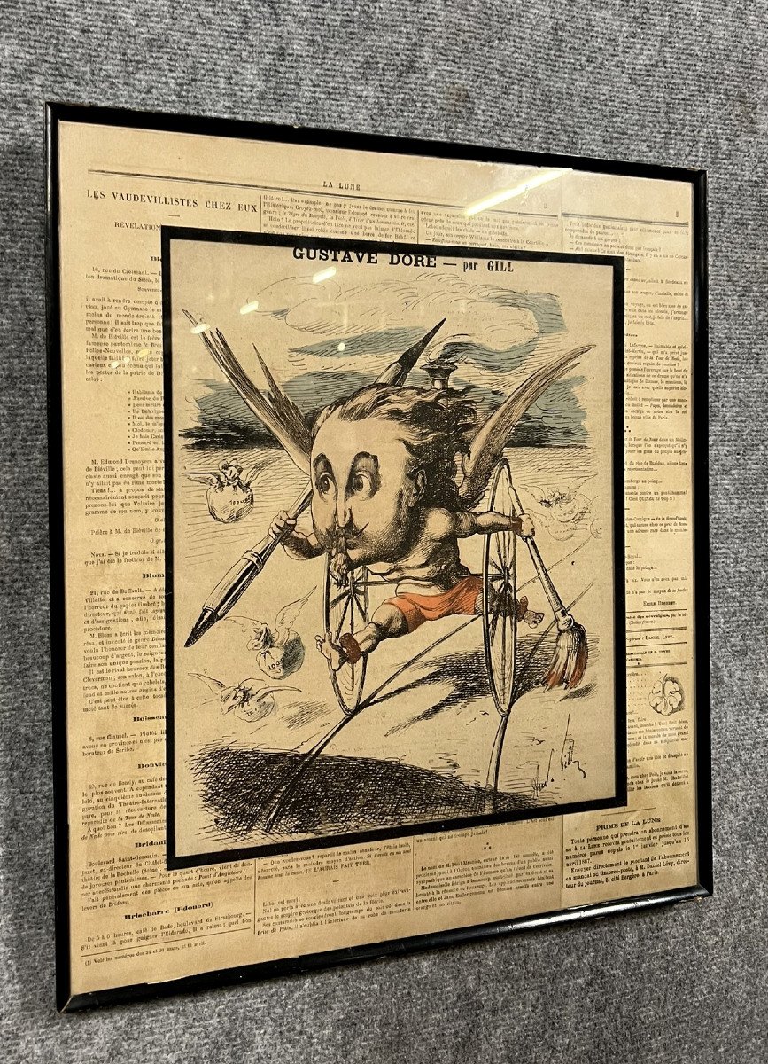 Caricature De Gustave Doré Par Le Dessinateur Gill Dans Le Journal Satirique l'Eclipse-photo-1