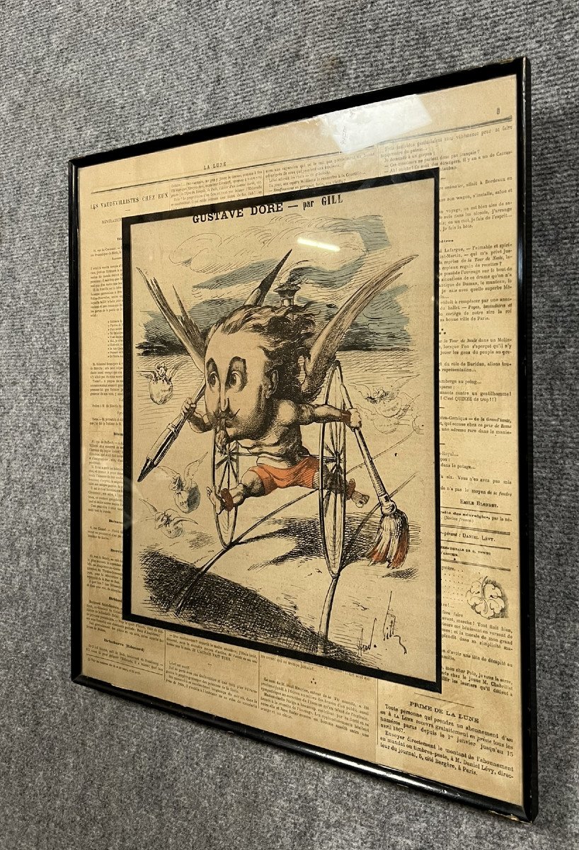 Caricature De Gustave Doré Par Le Dessinateur Gill Dans Le Journal Satirique l'Eclipse-photo-2