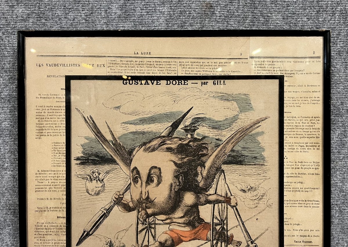 Caricature De Gustave Doré Par Le Dessinateur Gill Dans Le Journal Satirique l'Eclipse-photo-4