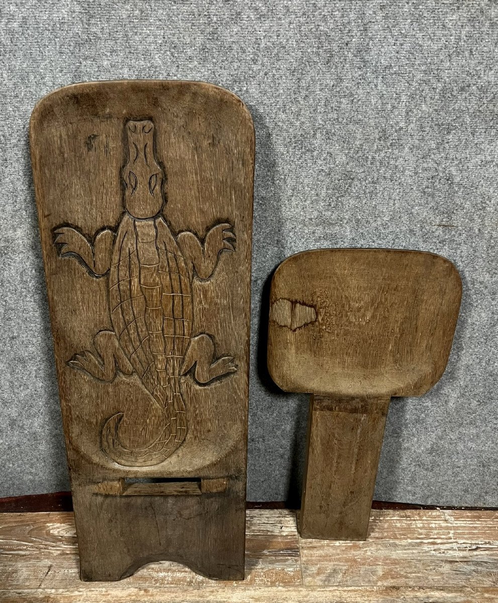 Central Africa Around 1950: Pair Of Exotic Wood Chairs-photo-6