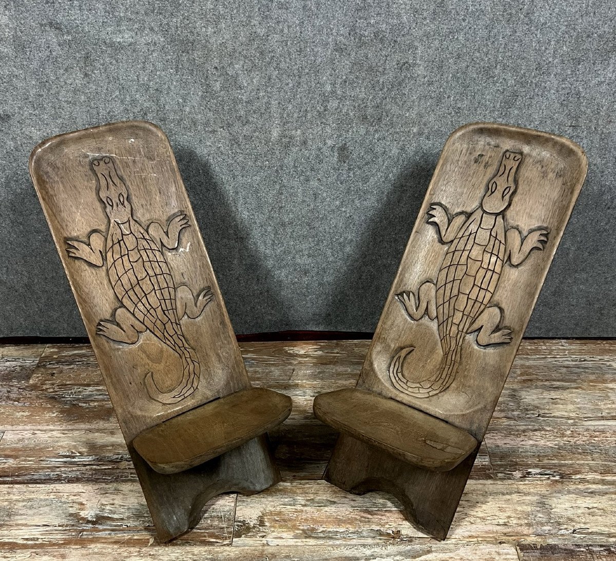Central Africa Around 1950: Pair Of Exotic Wood Chairs