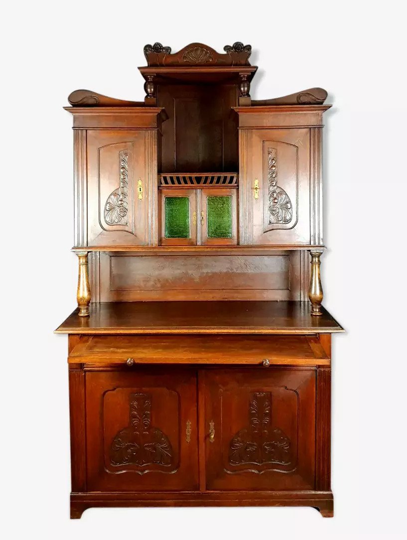 Buffet De Forme Papillon époque Art Nouveau En Bois Massif-photo-5