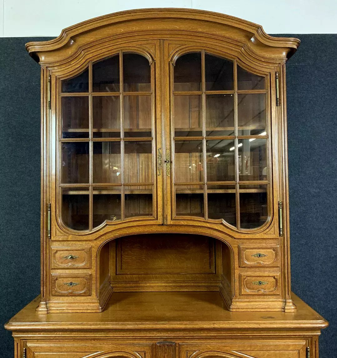Library Buffet With Double Body Louis XV Style In Blond Oak With Movement Shapes-photo-1
