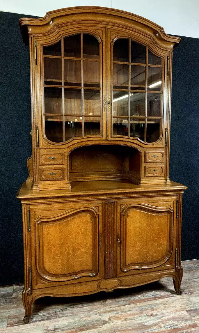 Library Buffet With Double Body Louis XV Style In Blond Oak With Movement Shapes-photo-2