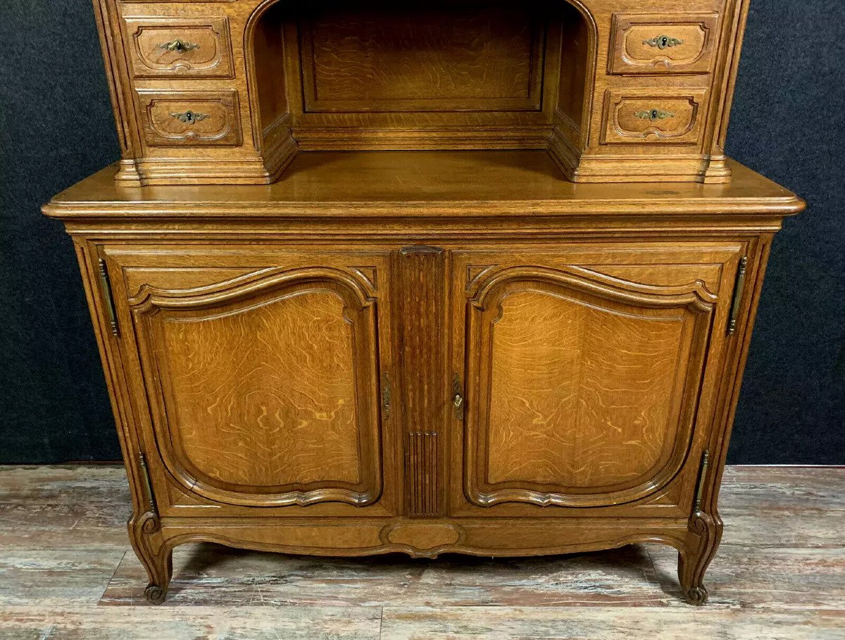 Library Buffet With Double Body Louis XV Style In Blond Oak With Movement Shapes-photo-3