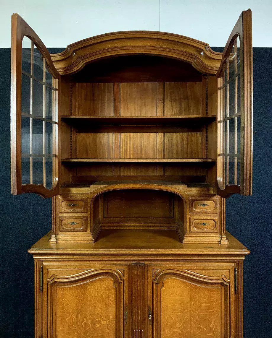 Library Buffet With Double Body Louis XV Style In Blond Oak With Movement Shapes-photo-4