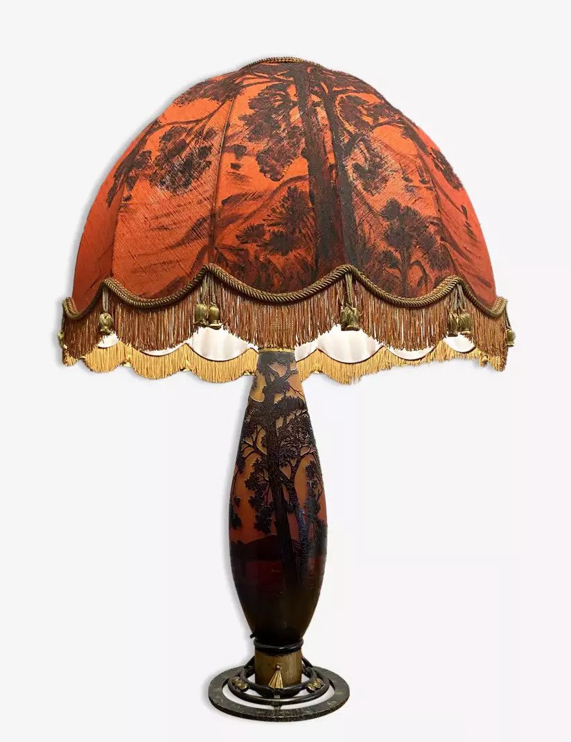 Delatte Nancy: Très Grande Lampe En Pâte De Verre époque Art Nouveau-photo-1