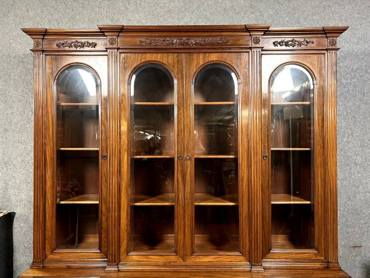 Monumental Library A Ressaut Napoleon III Period In Mahogany -photo-1