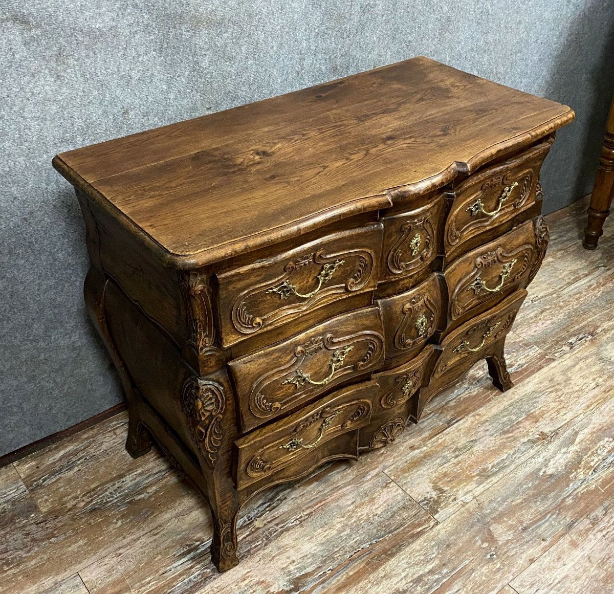 Commode Tombeau De Dame Louis XV Provençale Galbée En Bois Massif  