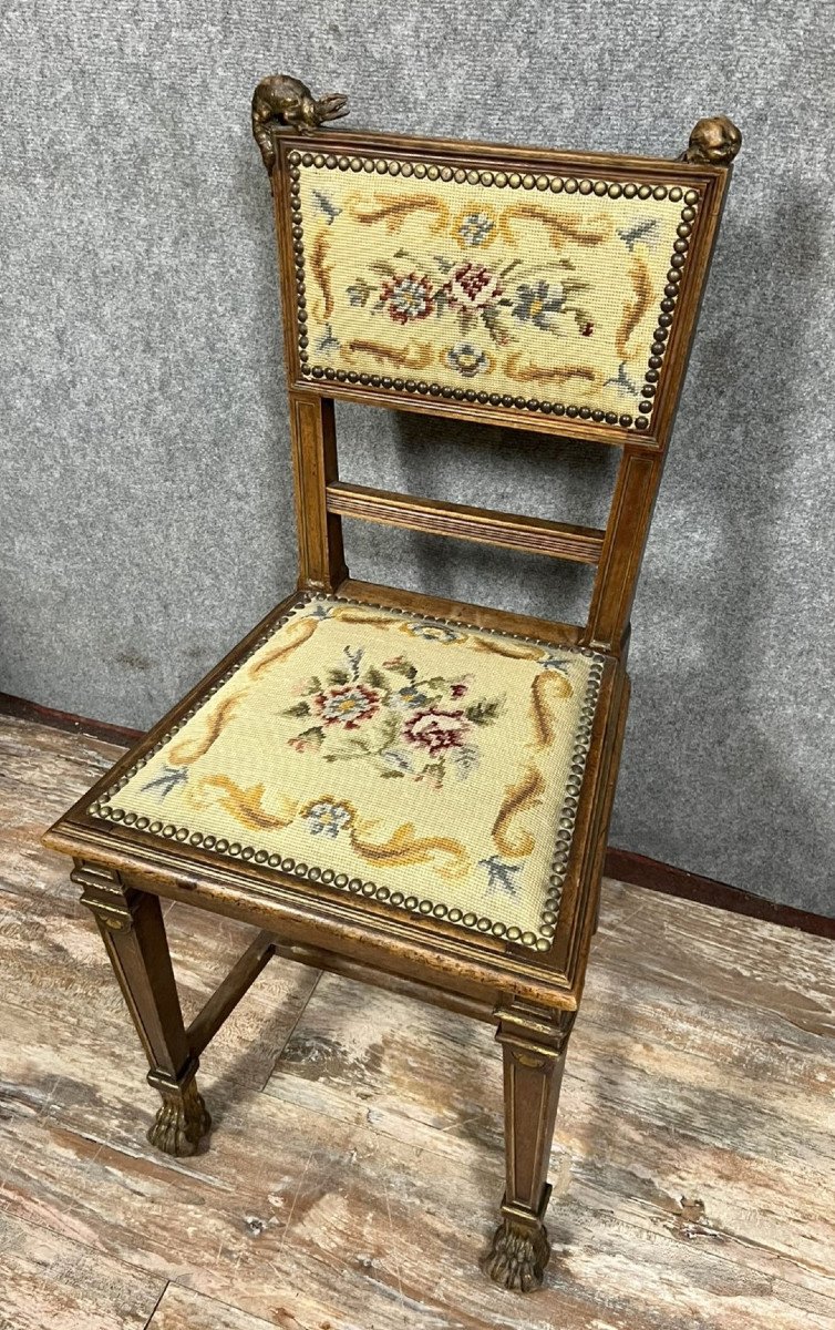 According To Viardot: Superb Japanese Chair In Walnut And Gilding -photo-2