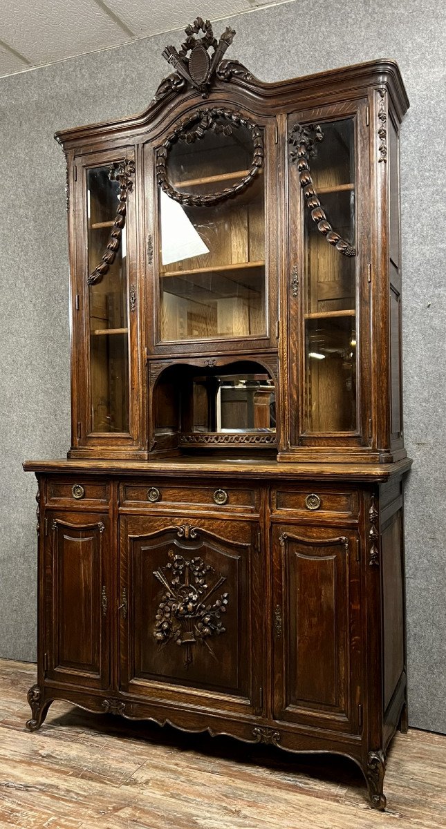 Monumental Louis XV Style Library Buffet / Transition In Solid Oak / 269cm-photo-1