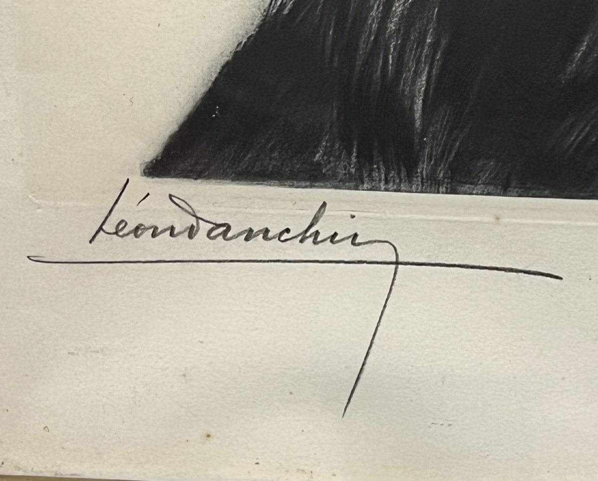 Léon Danchin - Malinois Shepherd - Framed Engraving Under Glass Signed Lower Left -photo-5