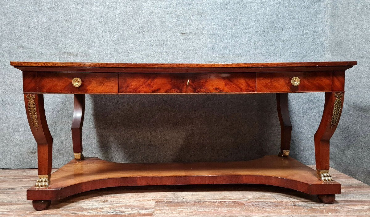 Very Important Flat Desk From Empire Period Mahogany -photo-4