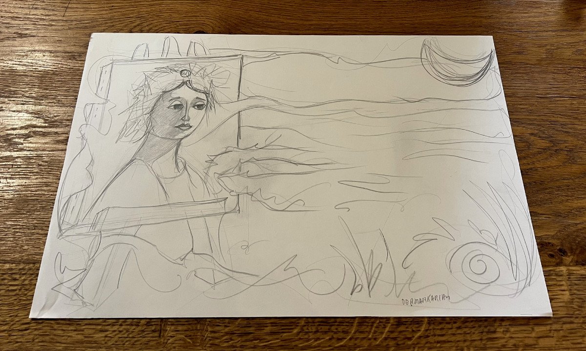 Maurice Der Markarian Circa 1975: Original Drawing On Vellum Paper No. 1 -photo-1