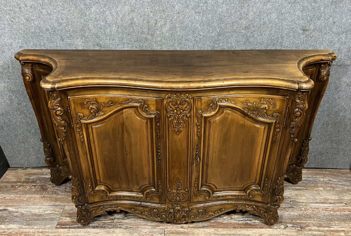 Curved And Curved Louis XV Style Buffet In Walnut-photo-1