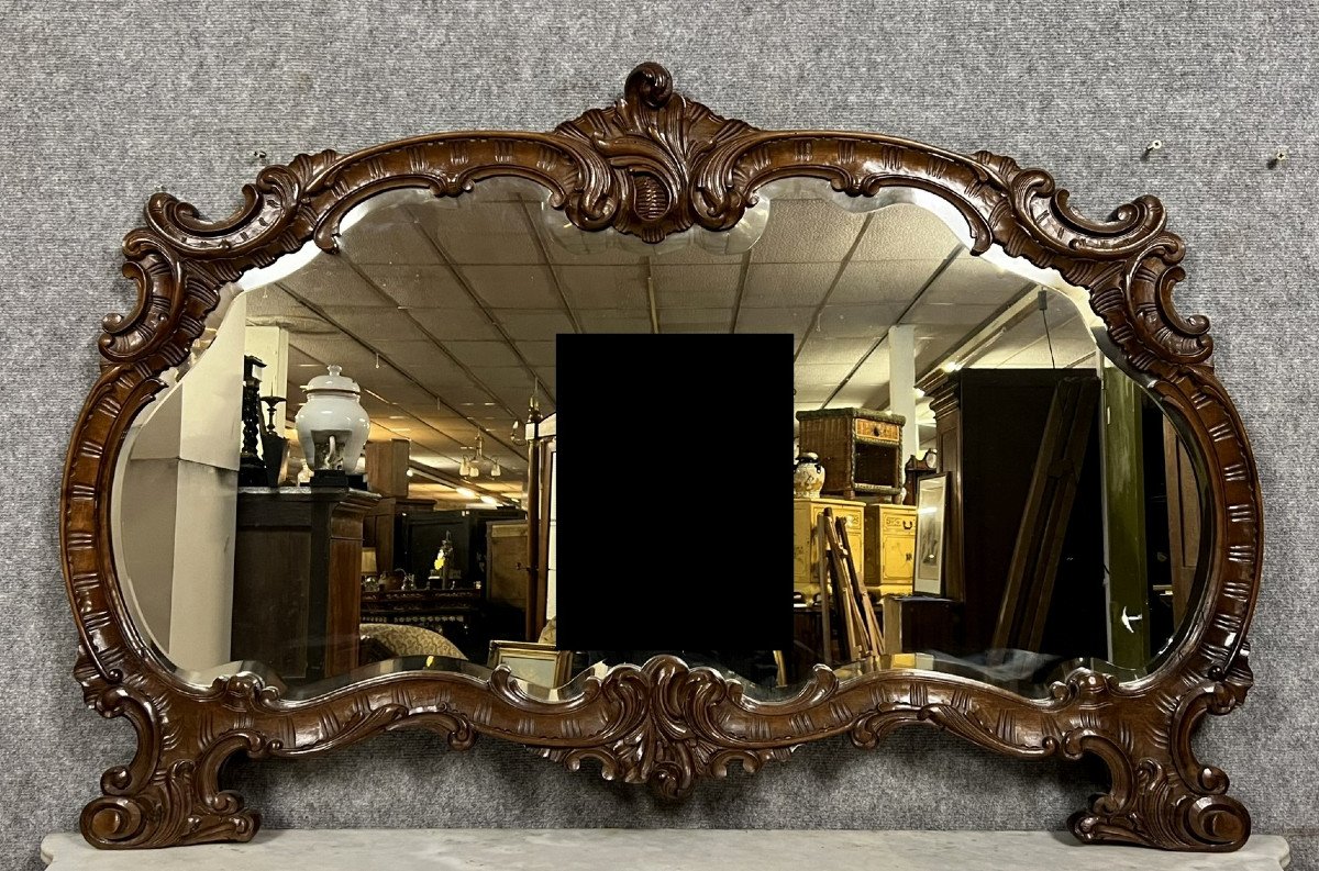 Important Miroir Galbé Style Louis XV En Acajou / 130cm  