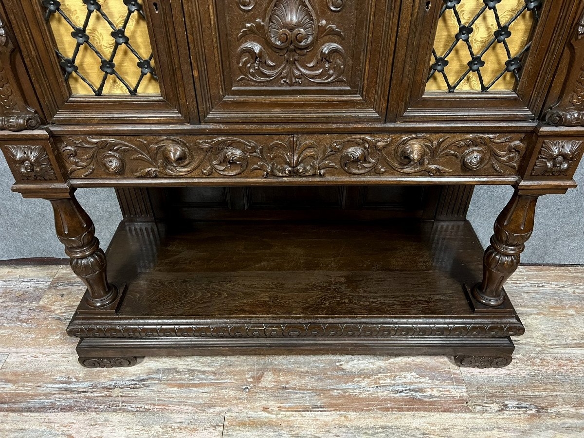 Cabinet Dressoir Style Renaissance En Noyer Et Chêne-photo-5