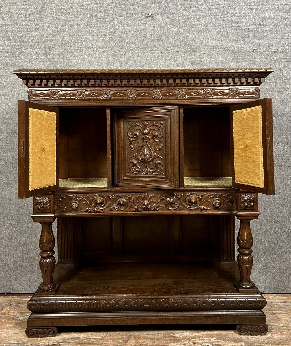 Cabinet Dressoir Style Renaissance En Noyer Et Chêne-photo-6