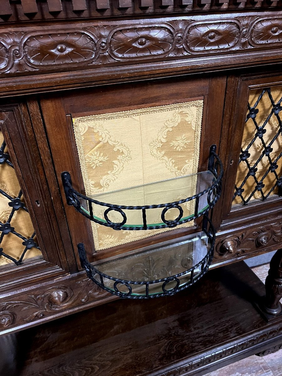 Cabinet Dressoir Style Renaissance En Noyer Et Chêne-photo-8