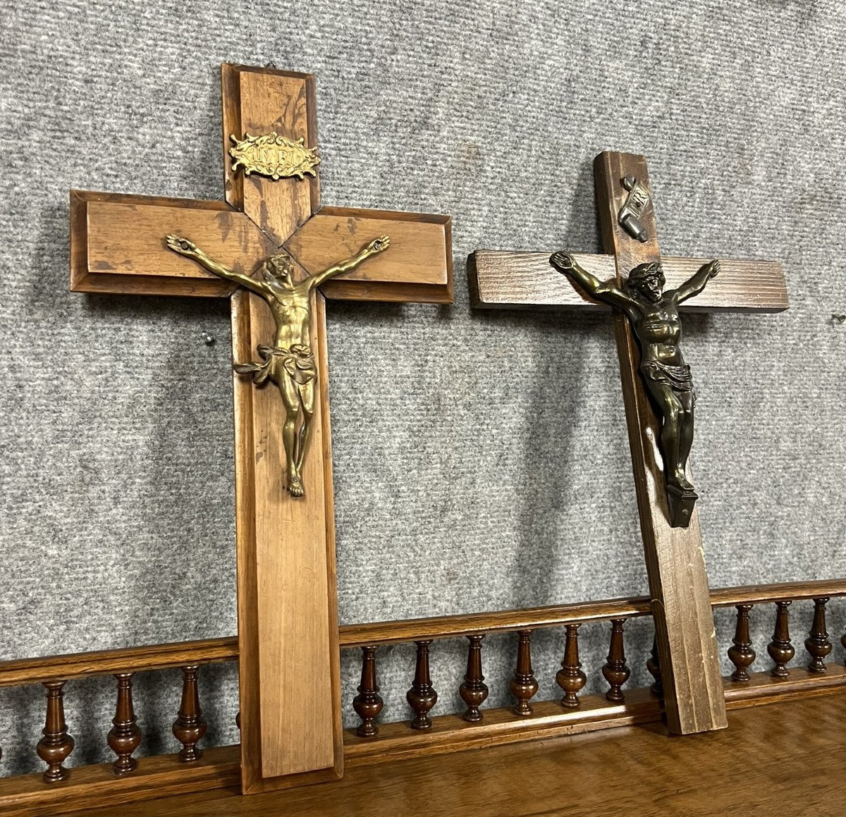 Deux Anciens Grands Christ Crucifix En Bronze époque Napoléon III -photo-1
