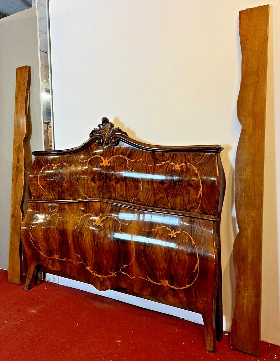 Louis XV Style Curved Venetian Center Bed In Marquetry -photo-1