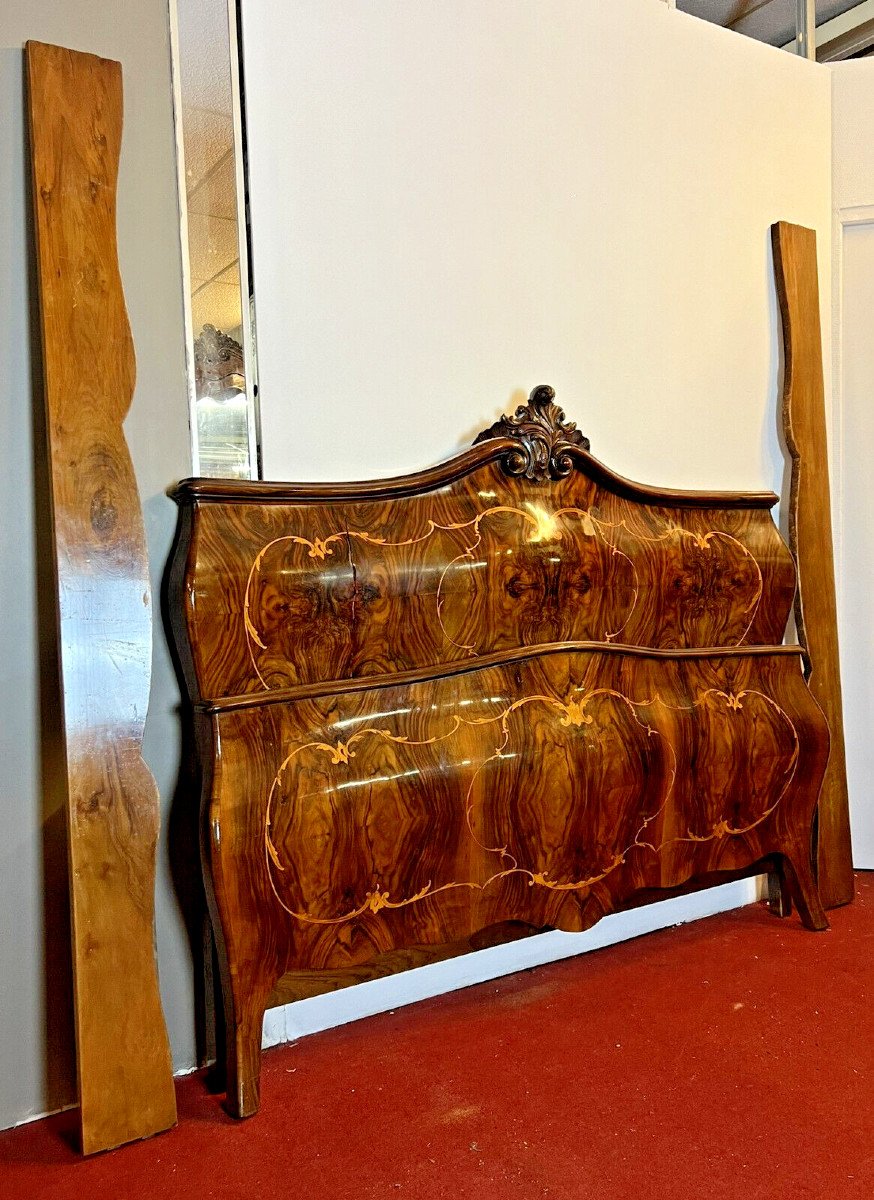 Louis XV Style Curved Venetian Center Bed In Marquetry -photo-2