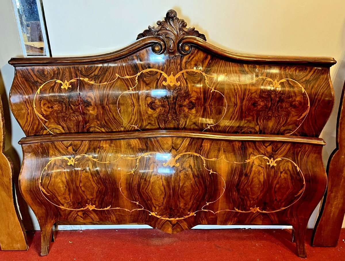 Louis XV Style Curved Venetian Center Bed In Marquetry -photo-3