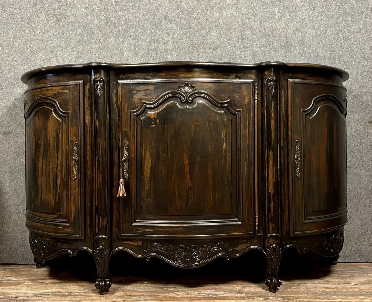 Buffet En Enfilade En Bois Laqué Et Bois Teinté Style Louis XV 