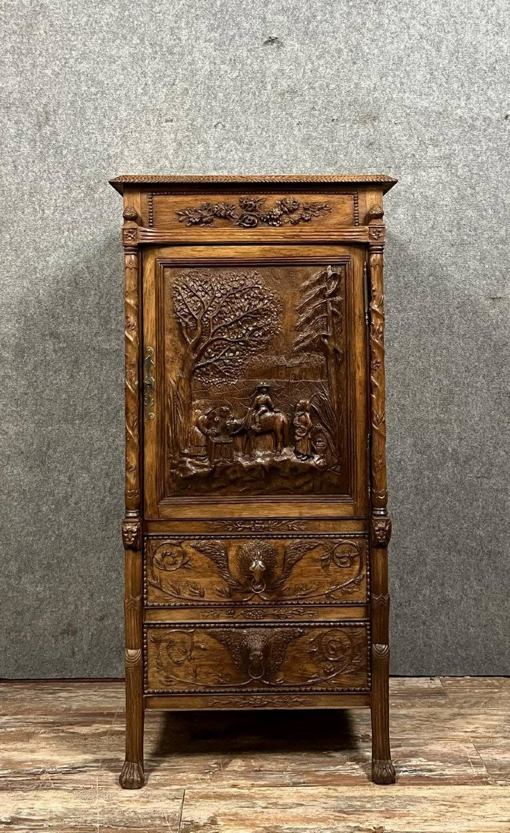 Work Of Companions Or Work Of Popular Art: Gothic Renaissance Style Cabinet 