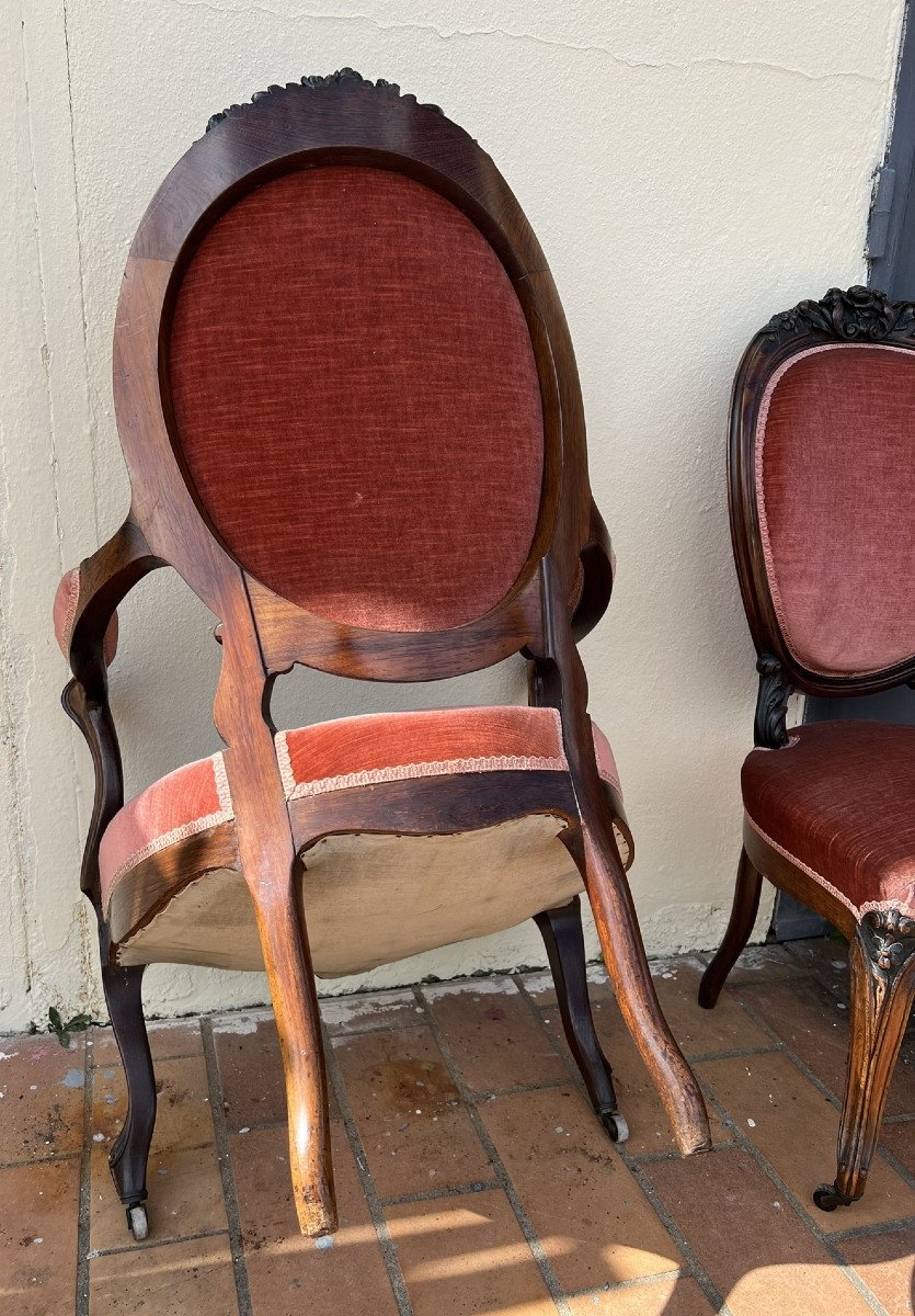Set Including A Pair Of Armchairs + A Pair Of Chairs Napoleon III Period-photo-4