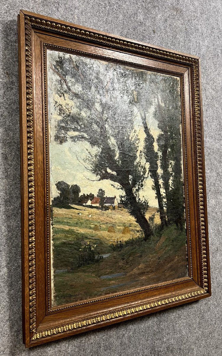 Julien Adolphe Déjardin (1857-1907): Oil On Canvas Landscape -photo-1