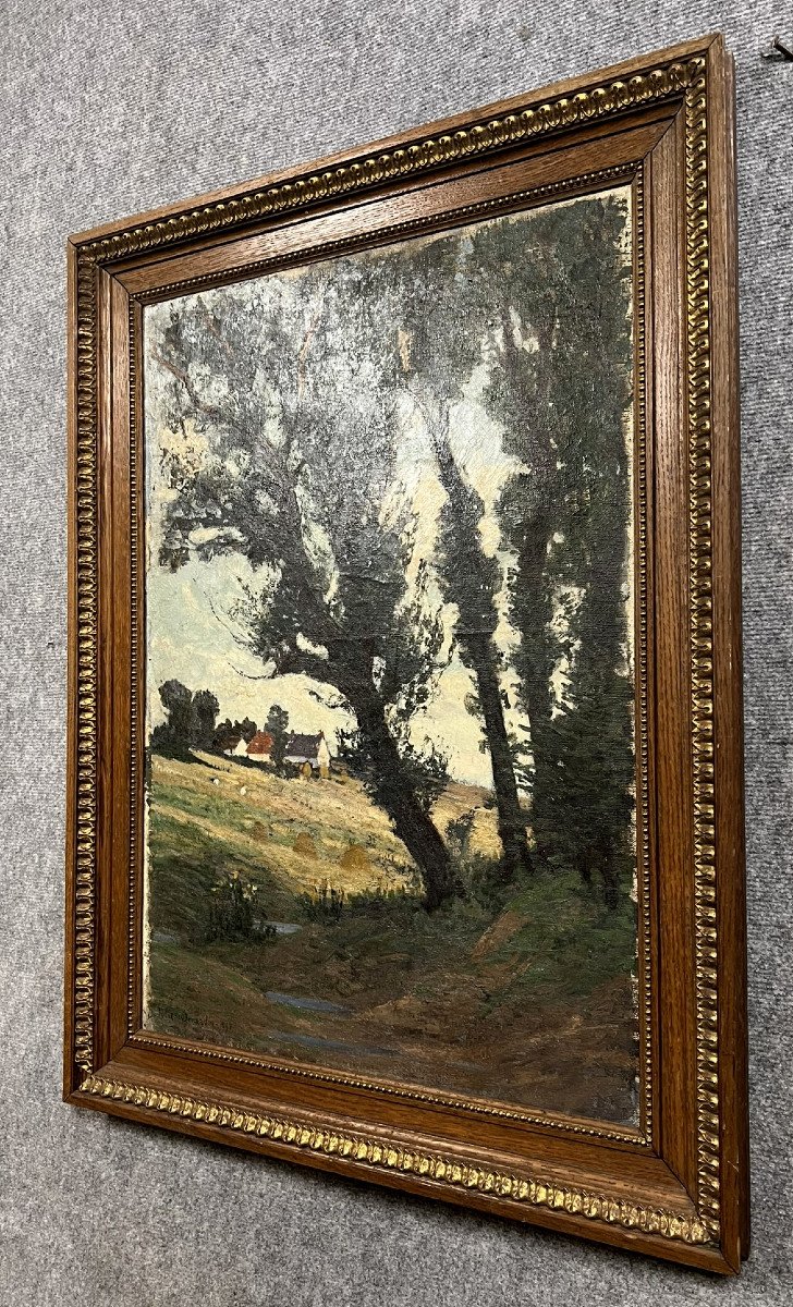 Julien Adolphe Déjardin (1857-1907): Oil On Canvas Landscape -photo-2