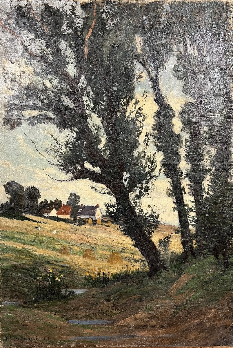 Julien Adolphe Déjardin (1857-1907): Oil On Canvas Landscape -photo-3