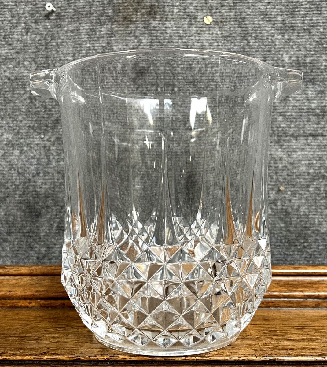 Vintage Crystal Champagne Bucket With Diamond Point Decor-photo-1