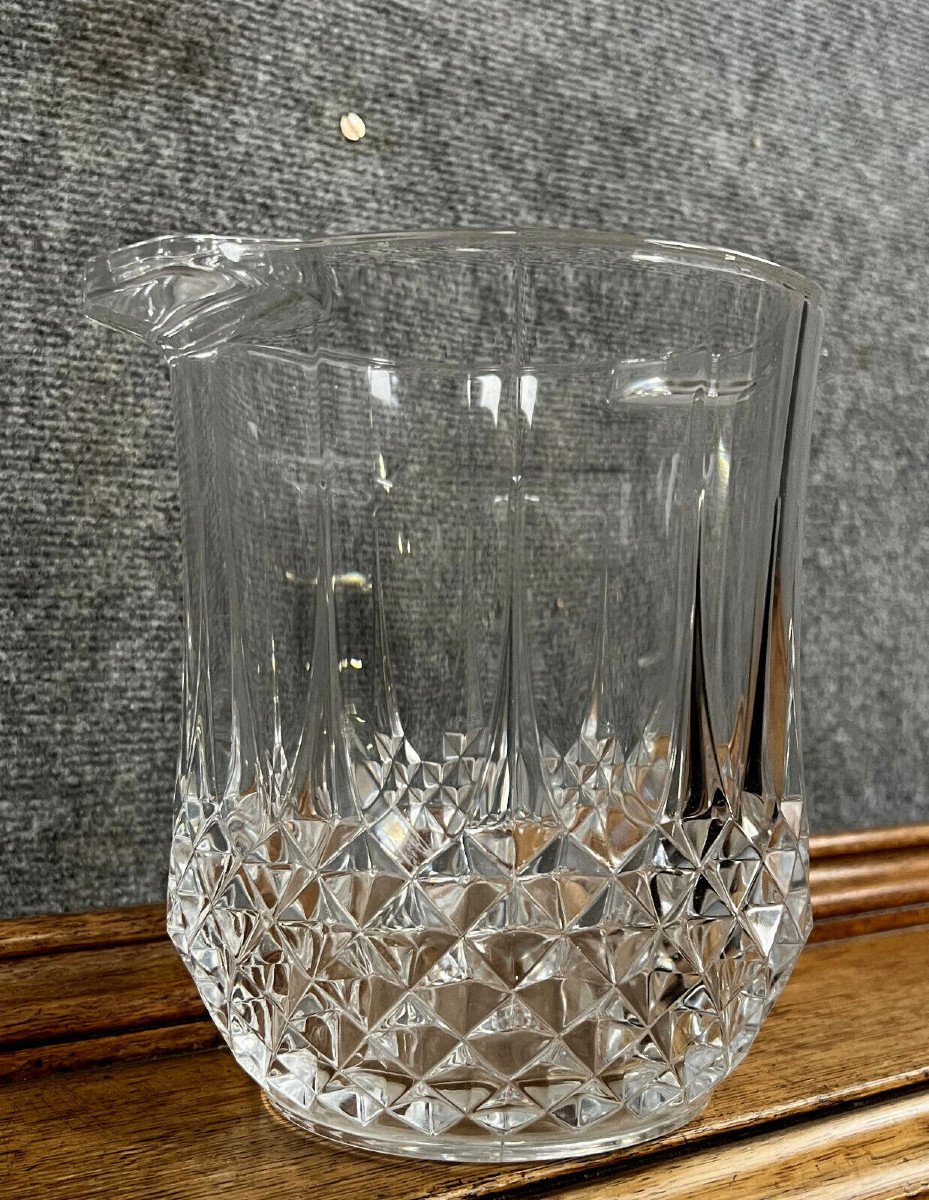 Vintage Crystal Champagne Bucket With Diamond Point Decor-photo-2