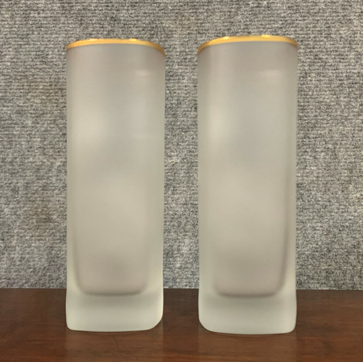 Pair Of Frosted Glass Vases Art Deco Period Circa 1930-1940-photo-4