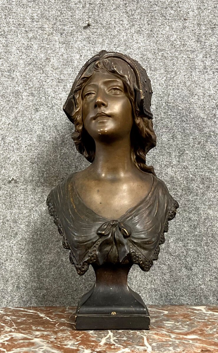 Gustave Van Vaerenbergh ( 1873-1927 ) : Buste En Terre Cuite époque Art Nouveau